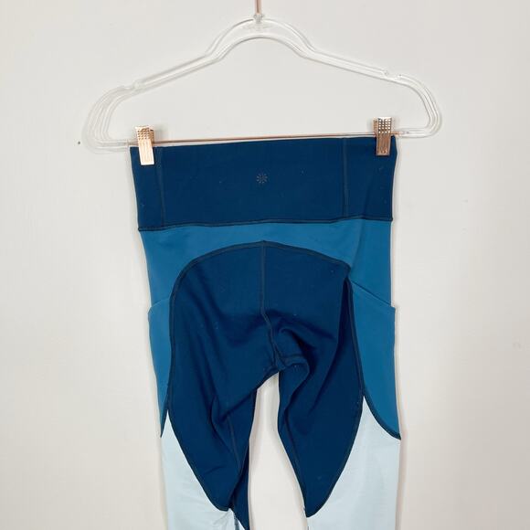 Athleta Up For Anything 7/8 Colorblock Leggings Blue Teal Mint XSmall XS Active - Picture 6 of 11